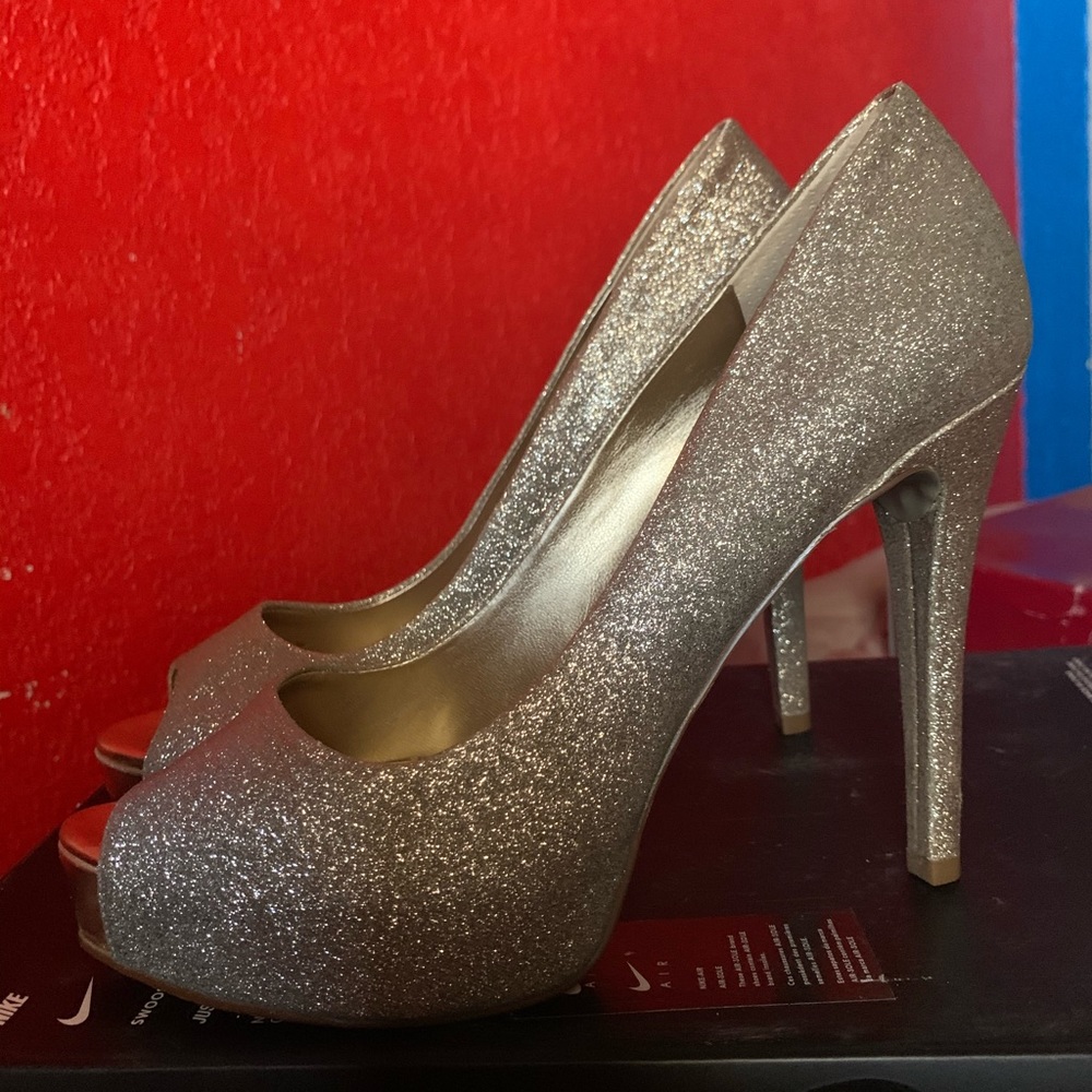 A.N.A. Gold Ombré Glitter heels.